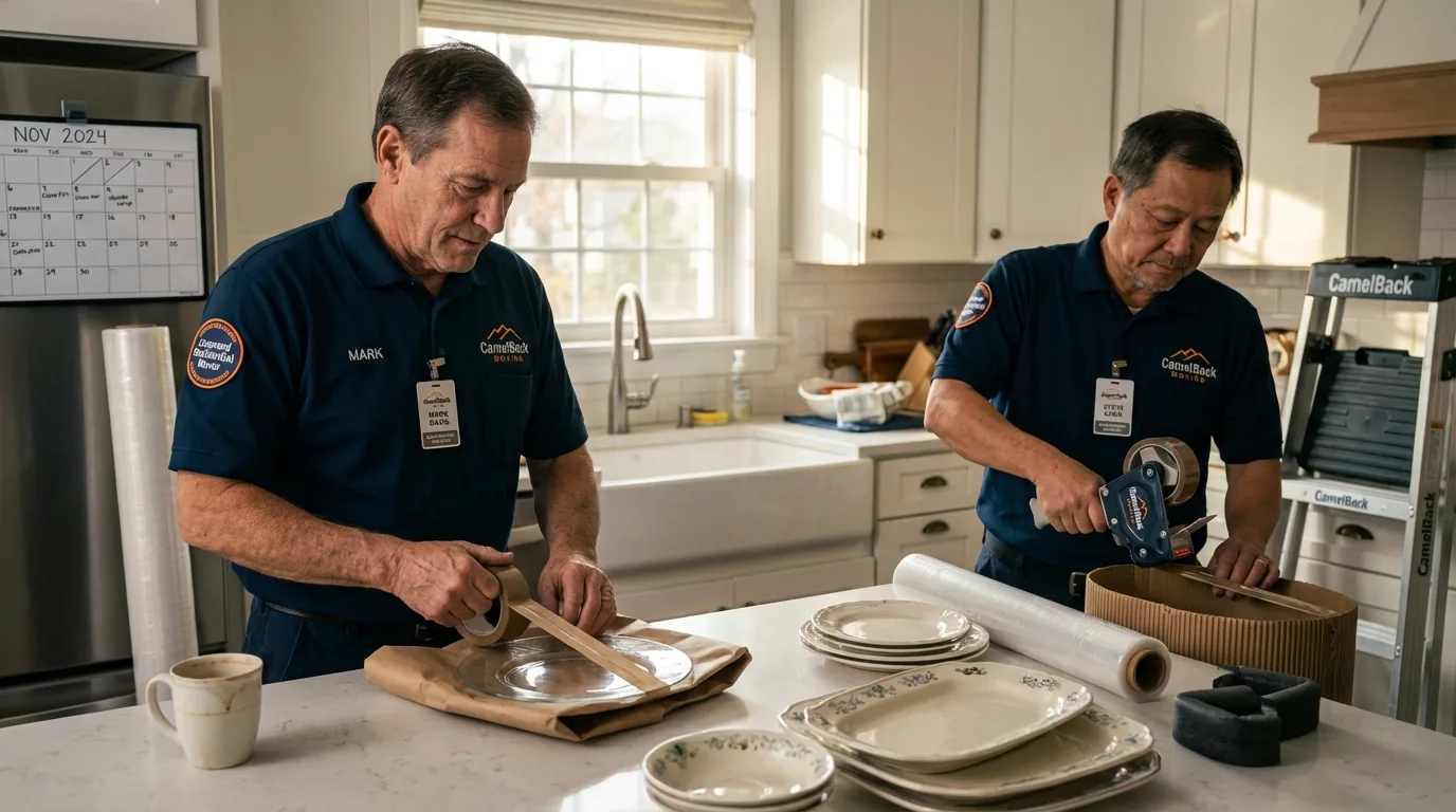 Professional crew packing kitchen dishware in Peoria, IL